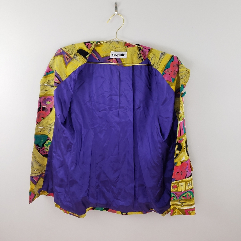 Vintage 90s Fun Artistic Yellow Blazer M - Picture 8 of 8